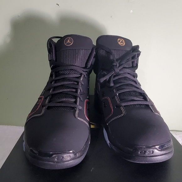 Jordan Black and Red High-Top Sneakers - Picture 2 of 7